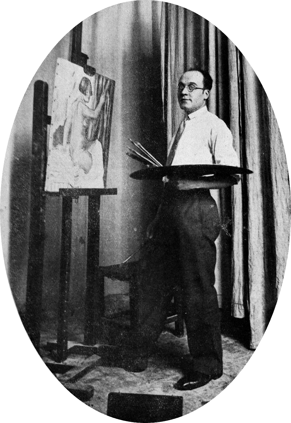 Enric Moneny Noguera al seu taller (1930)