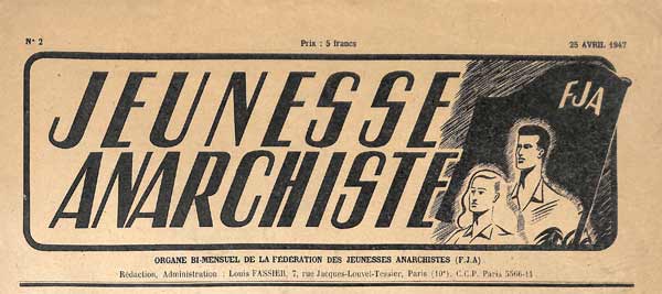 Capçalera del segon número de "Jeunesse Anarchiste"