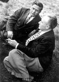 Max Sartin (a baix) amb Osvaldo Maraviglia (a dalt) en un picnic d'italoamericans durant els anys 30