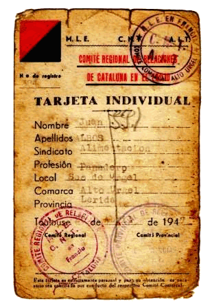 Carnet confederal de Joan Albós Franci