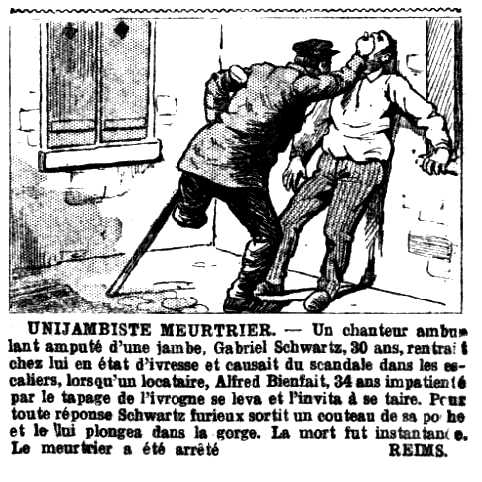 Noticia de l'assassinat d'Alfred Bienfait apareguda en l'anuari parisenc de successos "L'Oeil de la Police" de 1908
