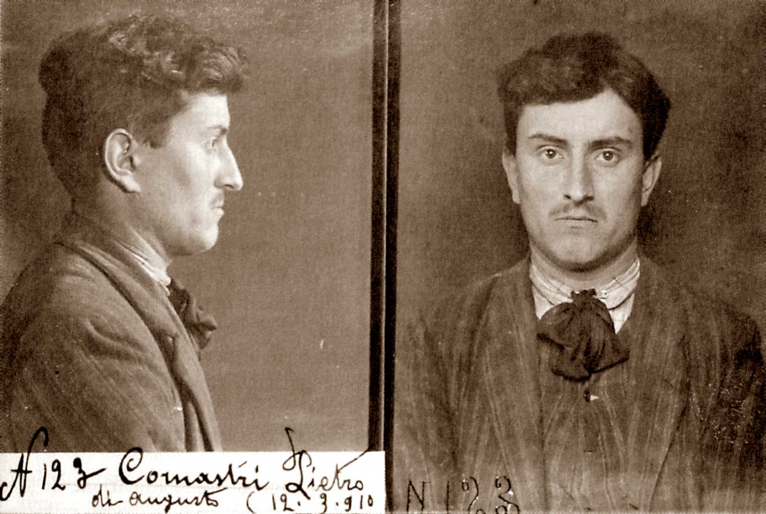 Foto antropomètrica de Pietro Comastri (12 de març de 1910)