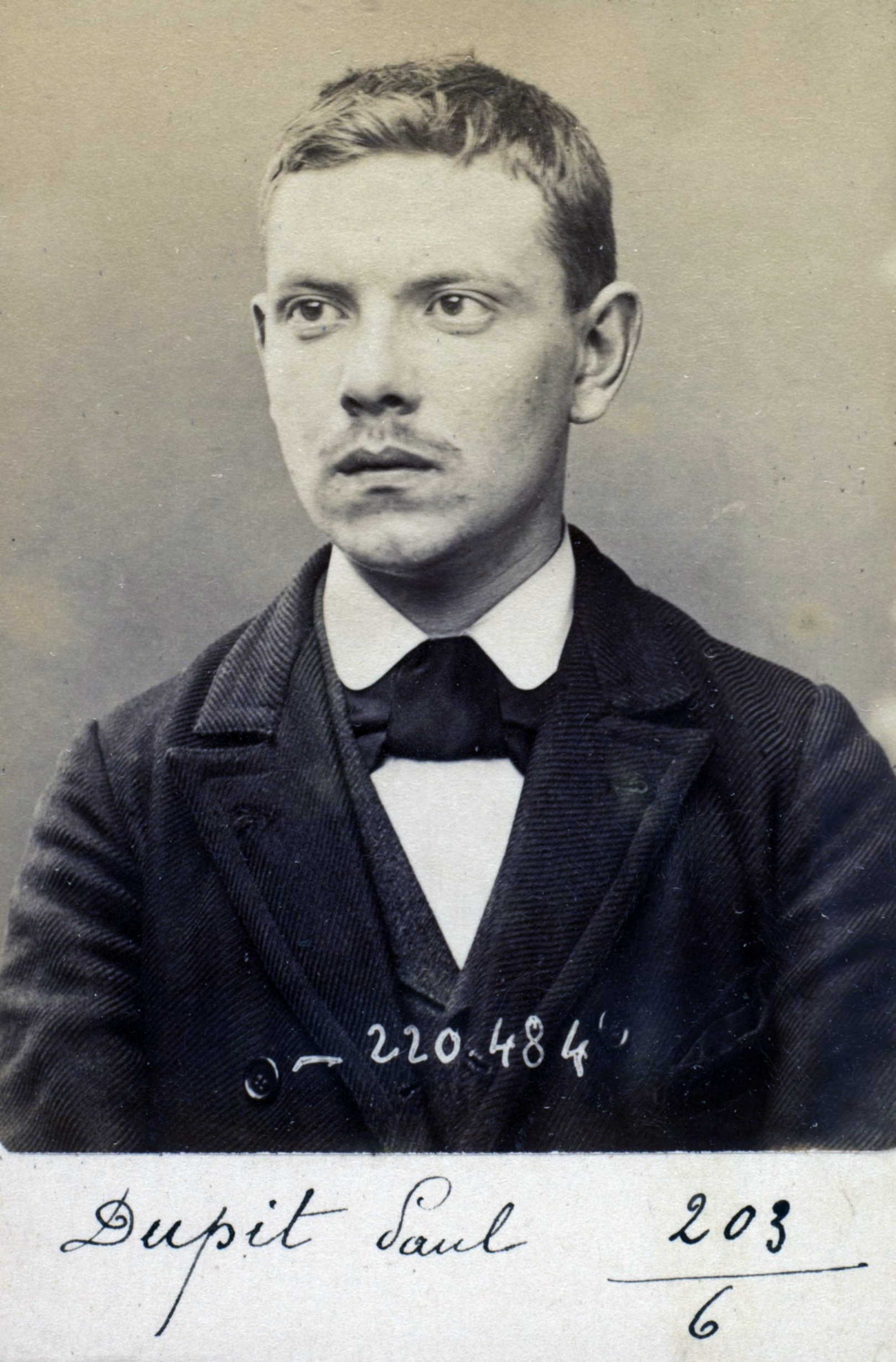 Foto policíaca de Paul Dupit (2 de juliol de 1894)