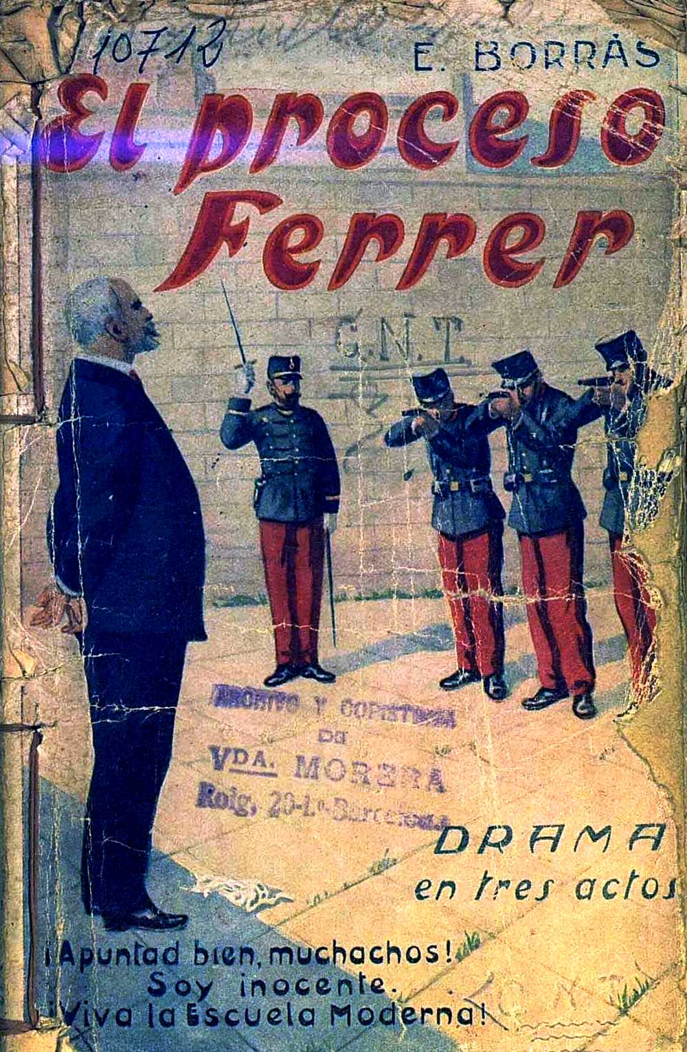 Portada del llibre d'Eduard Borràs «El Proceso Ferrer. Drama en tres actos» (1931)