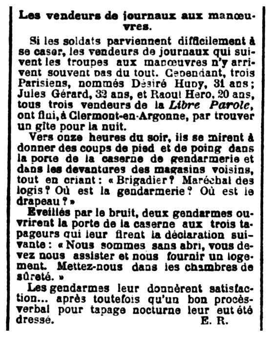 Notícia de la detenció de Raoul Héro apareguda en el diari de Reims "L'Indépendant Rémois" del 15 de setembre de 1901