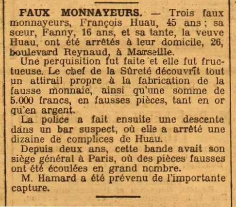 Notícia sobre la detenció de François Huau publicada en el diari parisenc "La Liberté" del 12 de desembre de 1907