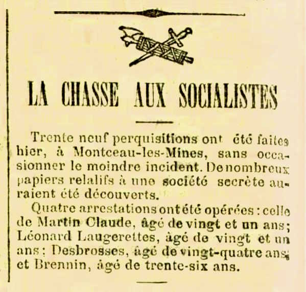 Not&iacute;cia de la detenci&oacute; de L&eacute;onard Laugerette apareguda en el diari parisenc "Le Cri du Peuple" del 13 de novembre de 1884