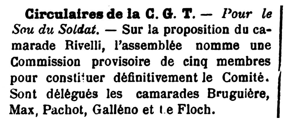 Notícia orgànica de Joseph Pachot publicada en el periòdic marsellès "L'Ouvrier Syndiqué" de l'1 de gener de 1912