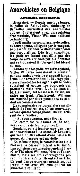Notícia sobre el judici de Victor Willems apareguda en el diari de Laval "La Mayenne" del 14 d'agost de 1898
